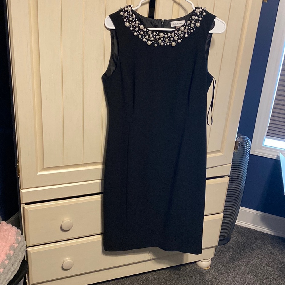 Calvin Klein black and pearl dress